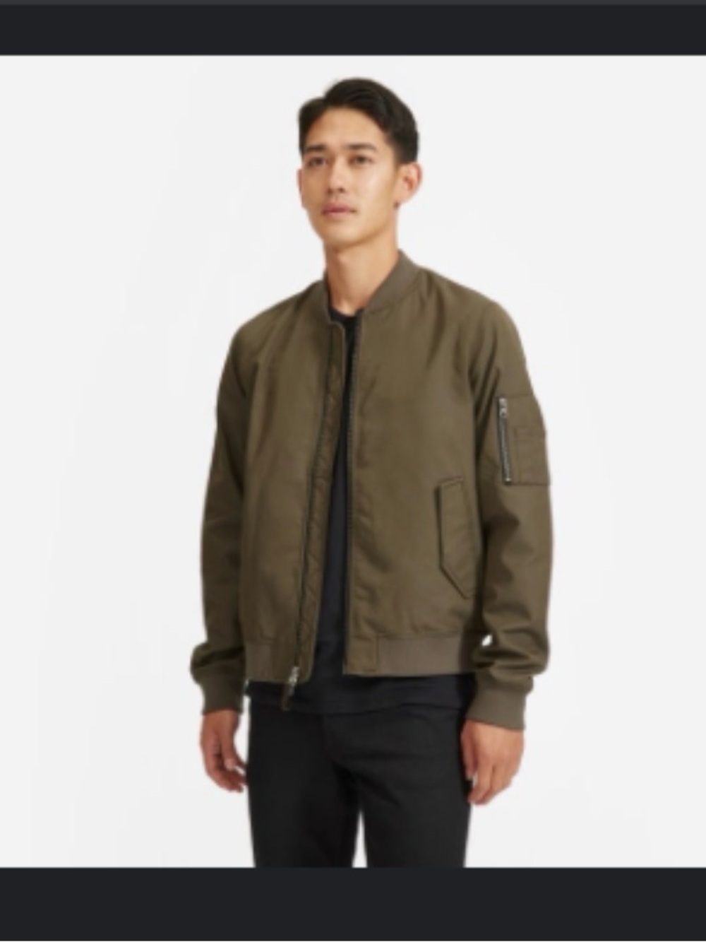 NWOT Everlane Men's The Bomber Jacket in Brushed Pewter. Size XS